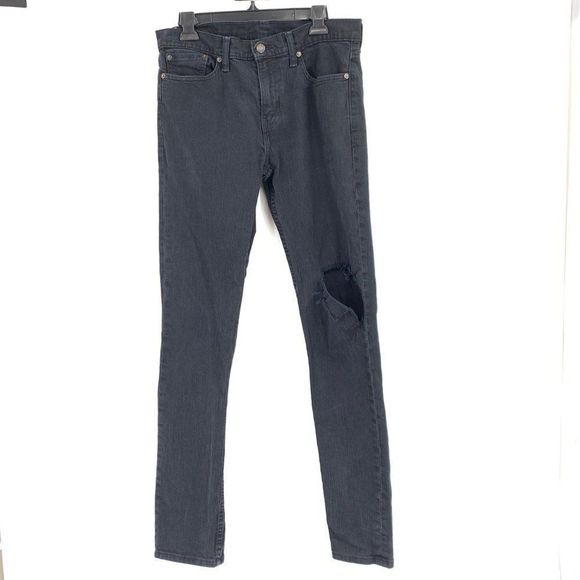 Mens Levi's Black Tall Destroy Jeans Stretch Size 32 x 34 0433 - Picture 1 of 11